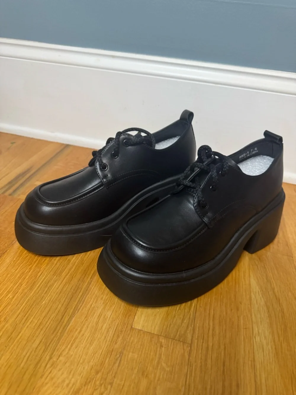 ALGF NEW Black Chunky Platform Oxford Shoes Size 7.5
